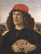 Sandro Botticelli Portrait of a Youth with a Medal (mk36) oil painting on canvas